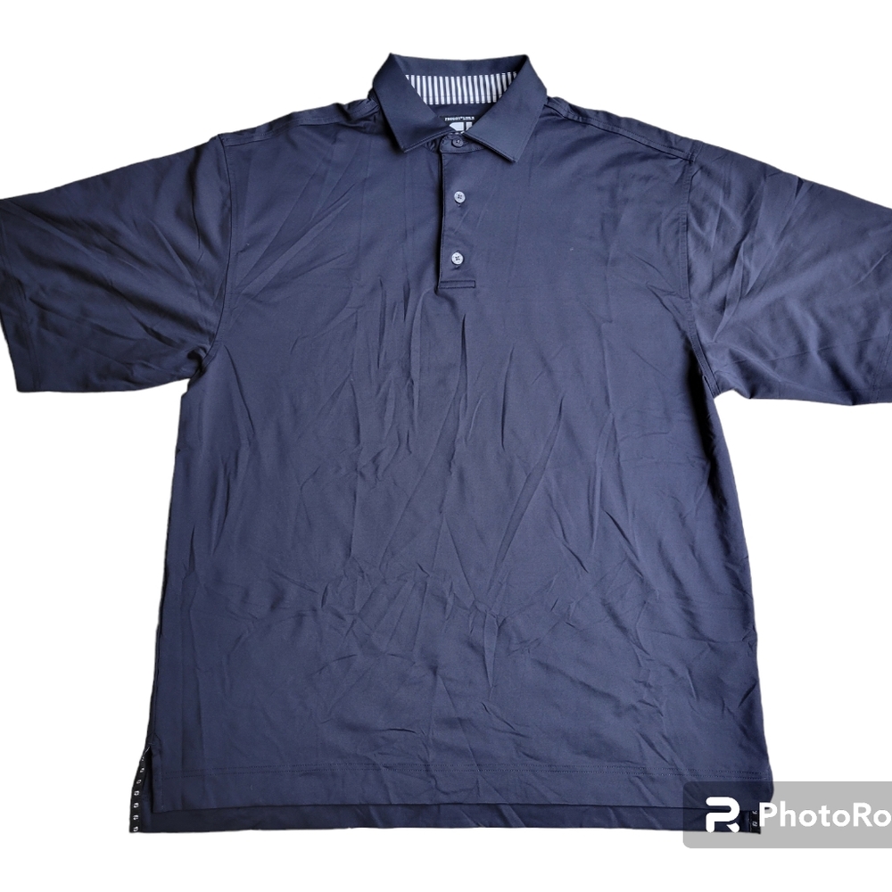 FootJoy Prodry Lisle Men's Polo EUC size large Polyester Spandex Golf blue shirt